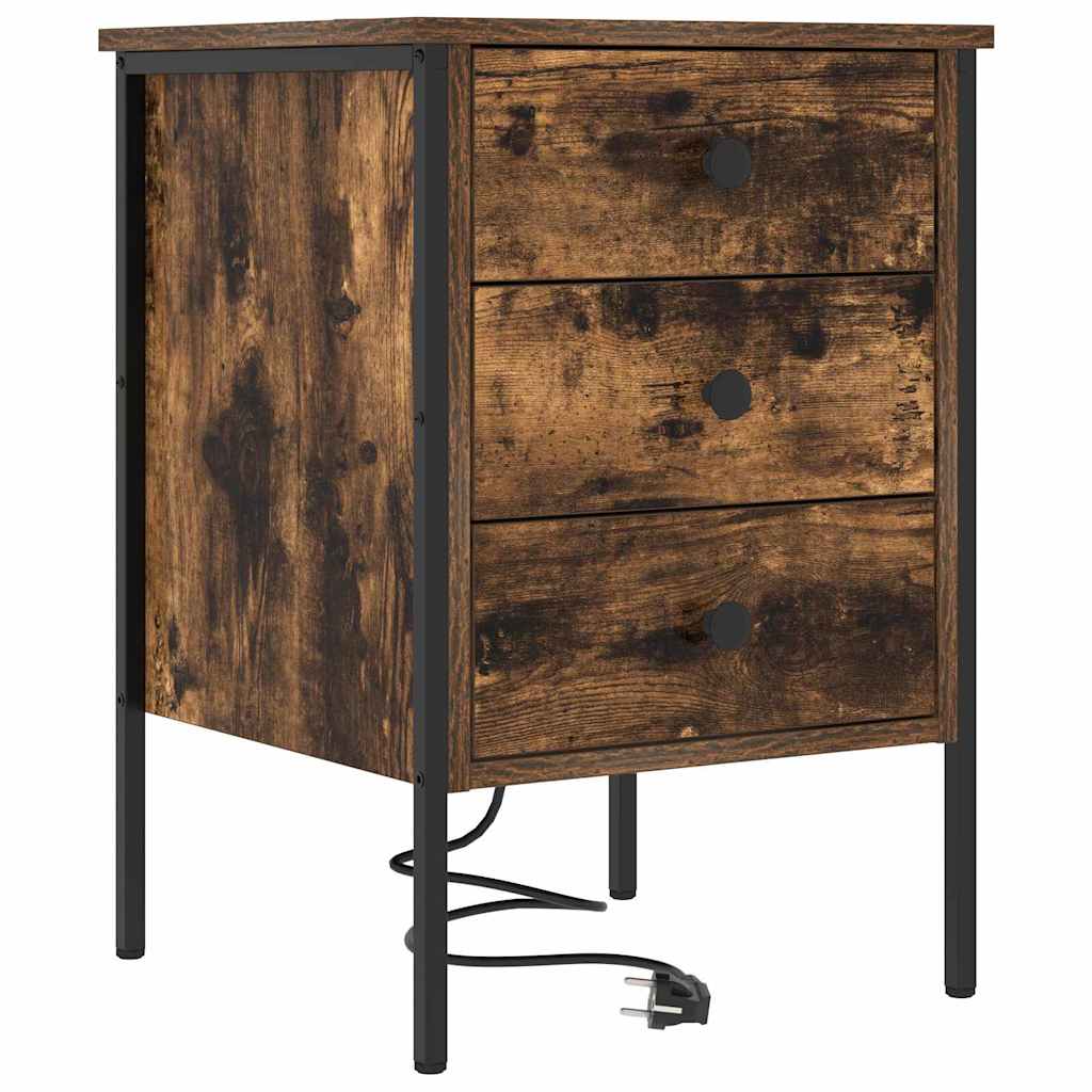 Natskab 2 pcs Røget eg 42 x 41 x 61 cm Konstrueret træ