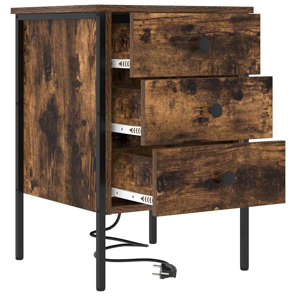 Natskab 2 pcs Røget eg 42 x 41 x 61 cm Konstrueret træ