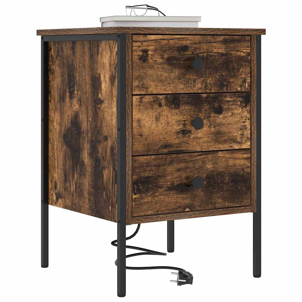 Natskab 2 pcs Røget eg 42 x 41 x 61 cm Konstrueret træ