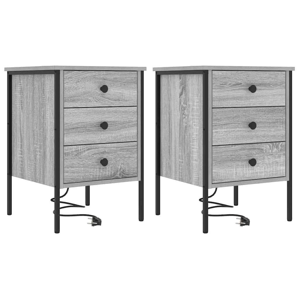 Natskab 2 pcs Grå sonoma-eg 42 x 41 x 61 cm Konstrueret træ