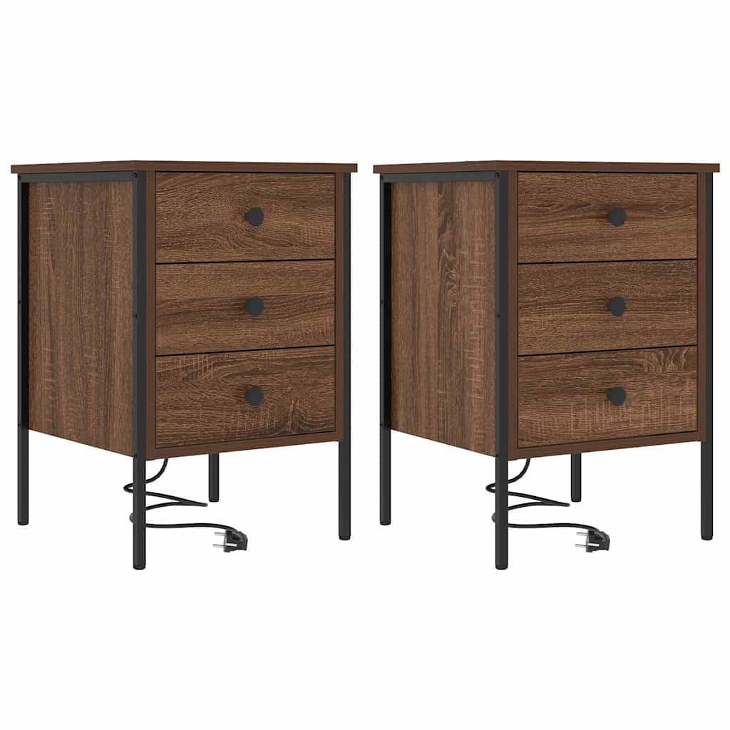 Natskab 2 pcs Brun eg 42 x 41 x 61 cm Konstrueret træ