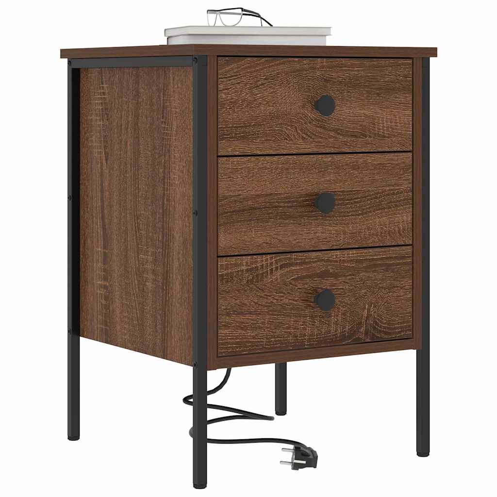 Natskab 2 pcs Brun eg 42 x 41 x 61 cm Konstrueret træ