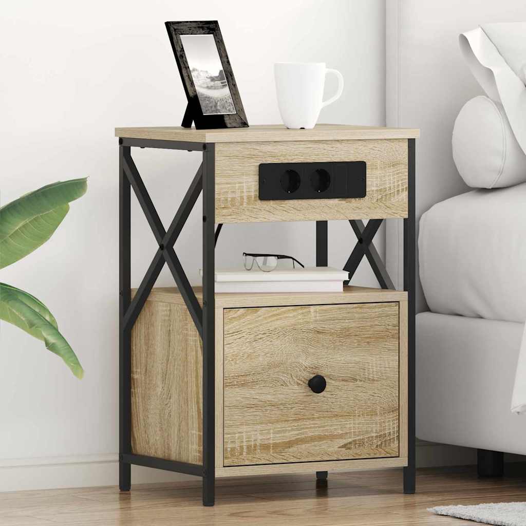 Natskab 2 pcs Sonoma-eg 40 x 31 x 60 cm Konstrueret træ