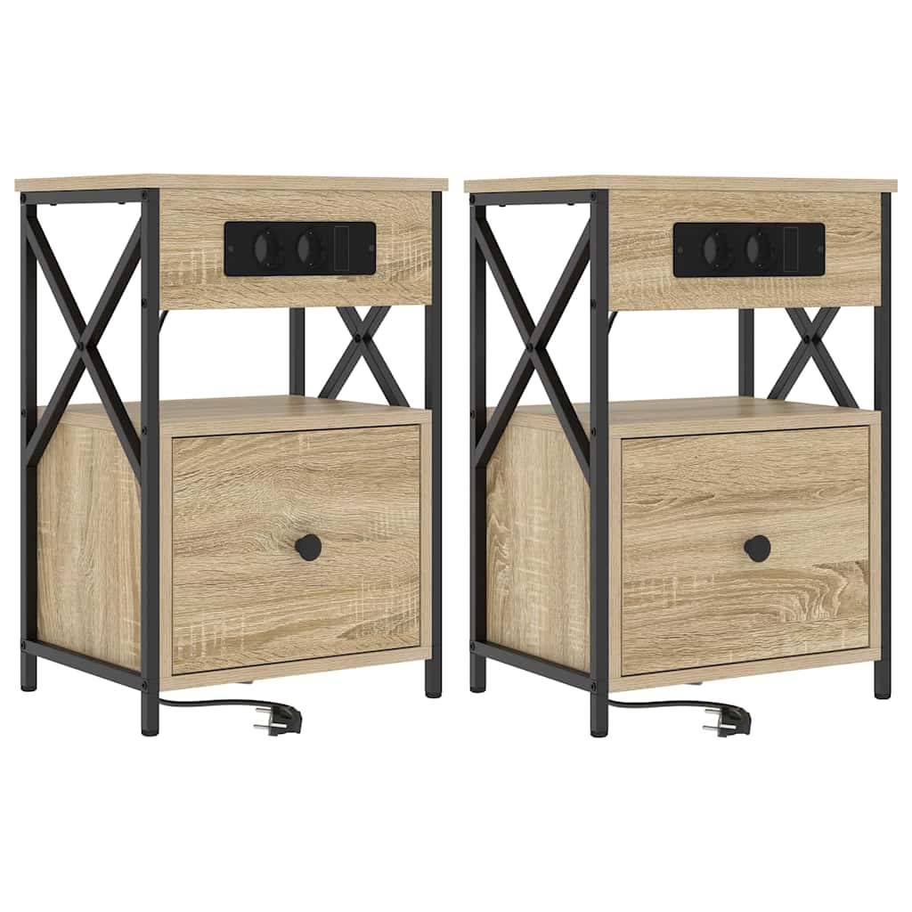 Natskab 2 pcs Sonoma-eg 40 x 31 x 60 cm Konstrueret træ