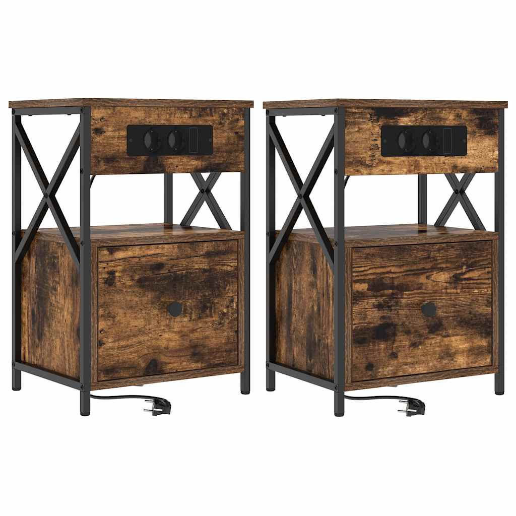 Natskab 2 pcs Røget eg 40 x 31 x 60 cm Konstrueret træ