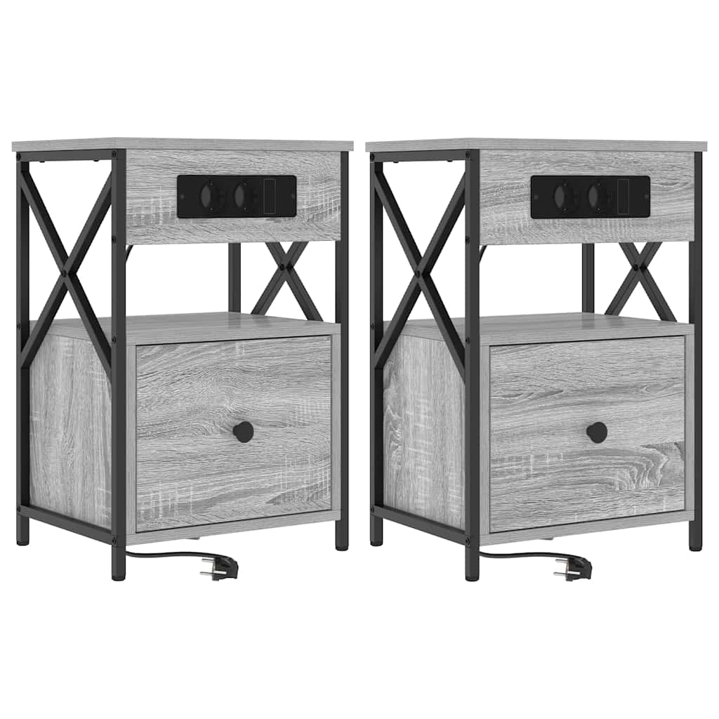 Natskab 2 pcs Grå sonoma-eg 40 x 31 x 60 cm Konstrueret træ