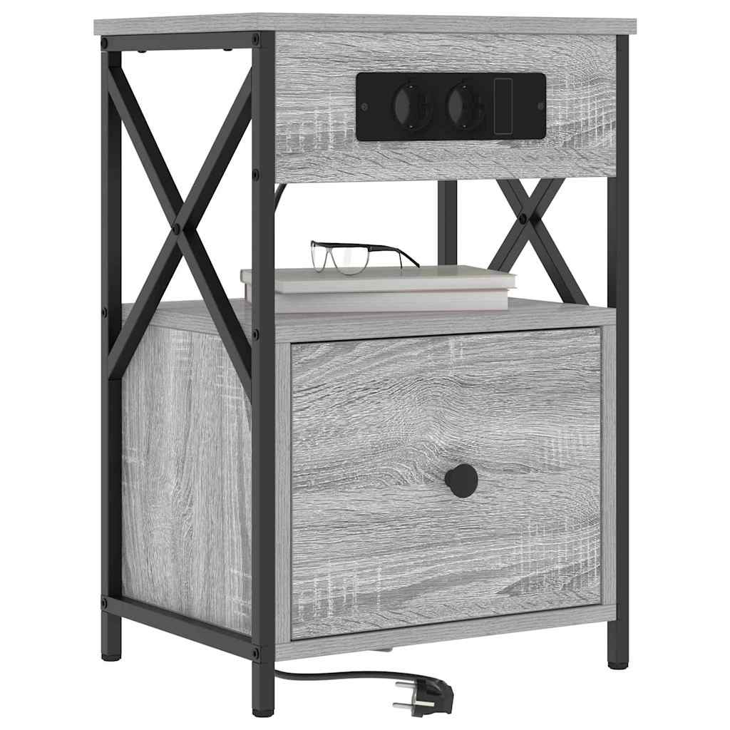 Natskab 2 pcs Grå sonoma-eg 40 x 31 x 60 cm Konstrueret træ
