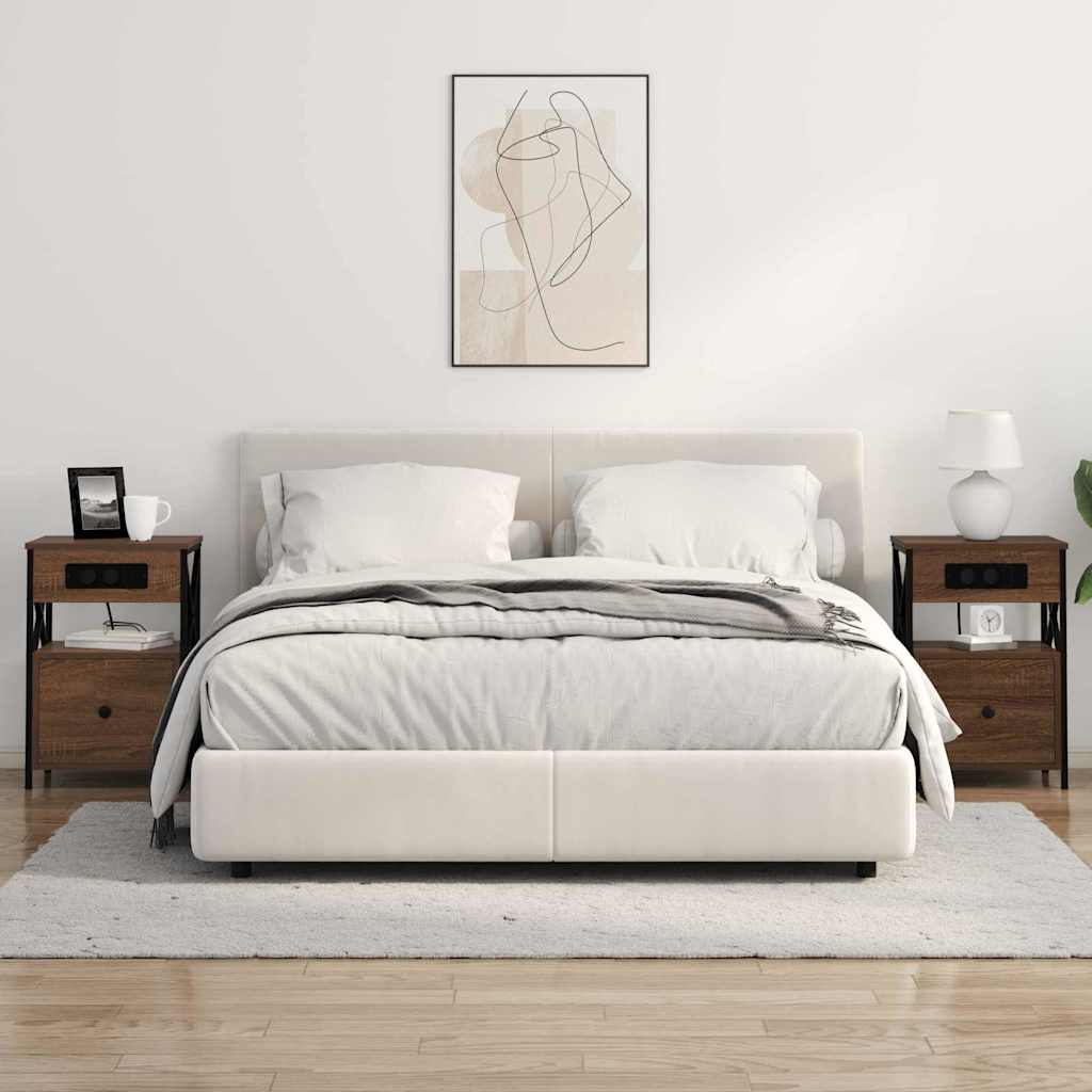 Natskab 2 pcs Brun eg 40 x 31 x 60 cm Konstrueret træ