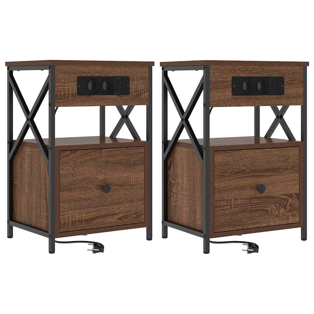 Natskab 2 pcs Brun eg 40 x 31 x 60 cm Konstrueret træ