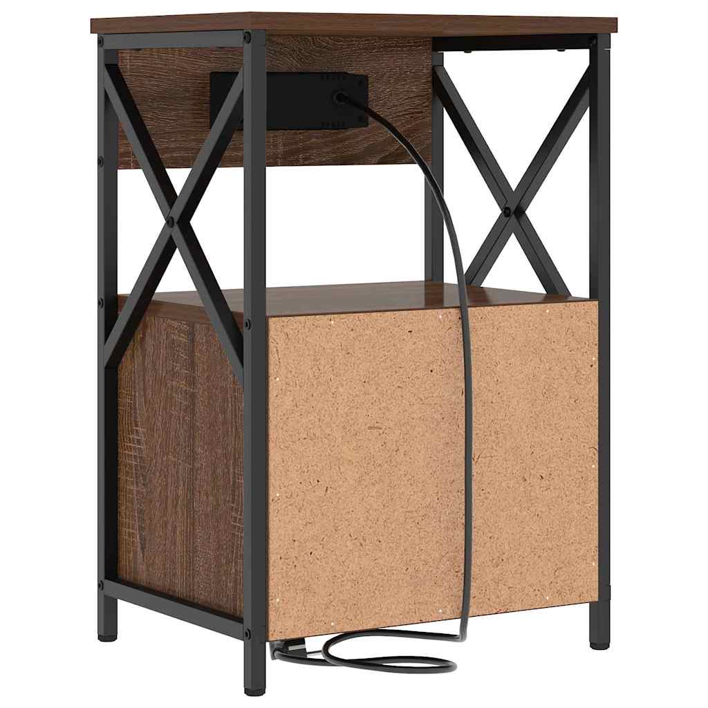 Natskab 2 pcs Brun eg 40 x 31 x 60 cm Konstrueret træ