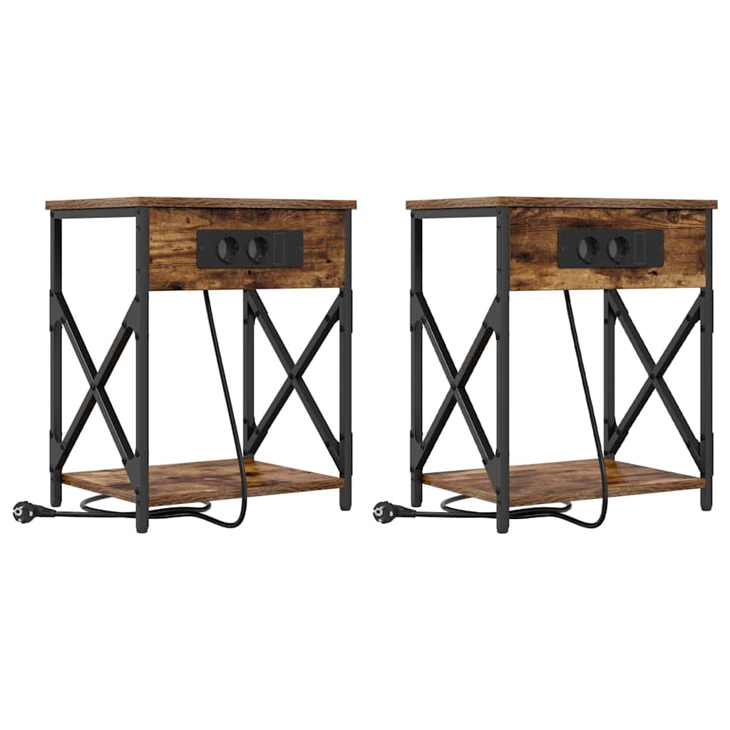 Natskab 2 pcs Røget eg 41 x 31 x 51 cm Konstrueret træ