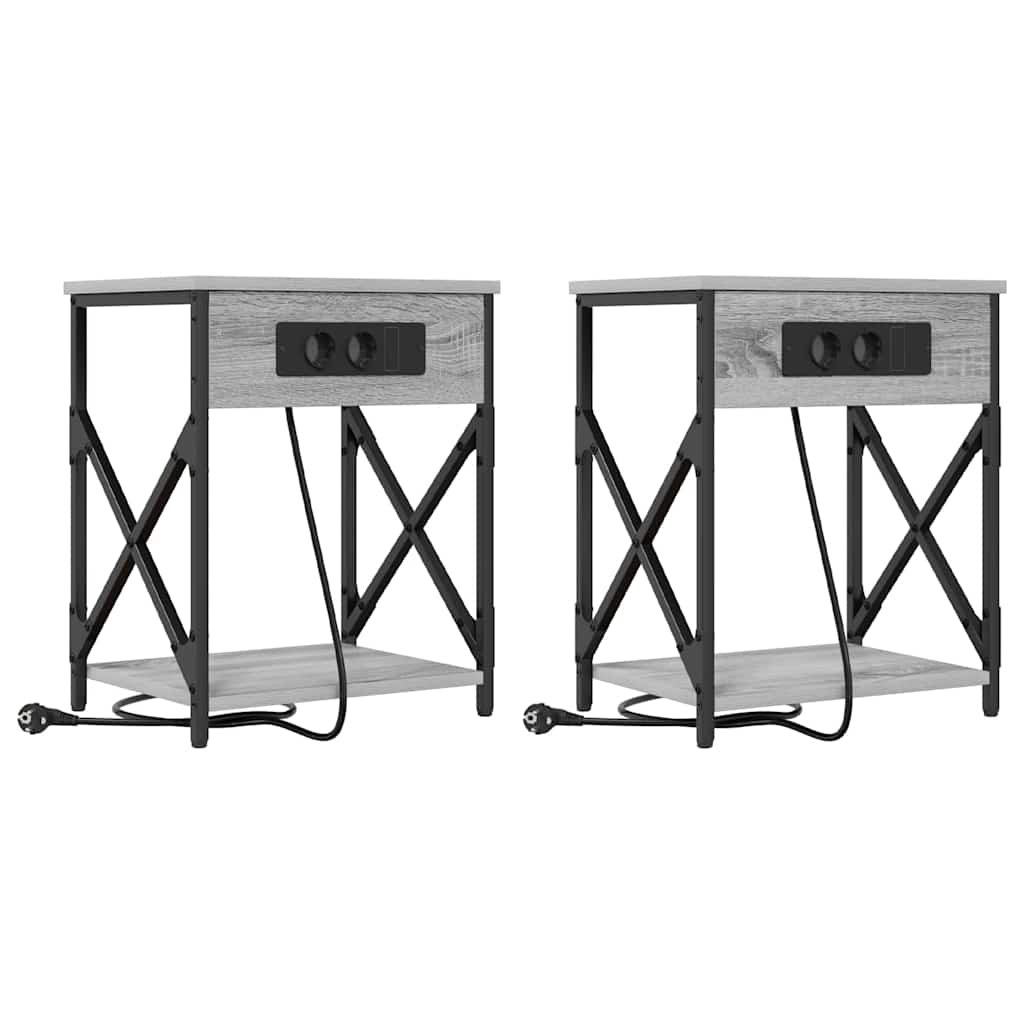 Natskab 2 pcs Grå sonoma-eg 41 x 31 x 51 cm Konstrueret træ