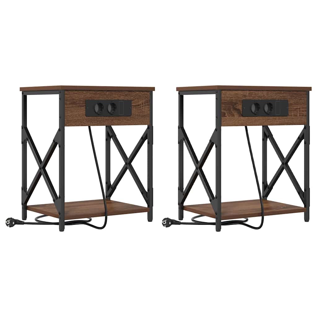 Natskab 2 pcs Brun eg 41 x 31 x 51 cm Konstrueret træ
