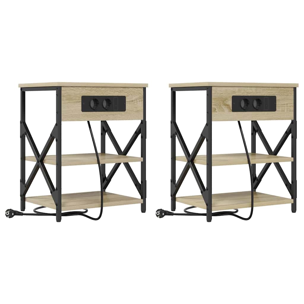 Natskab med Lade Station 2 pcs Sonoma-eg Konstrueret træ