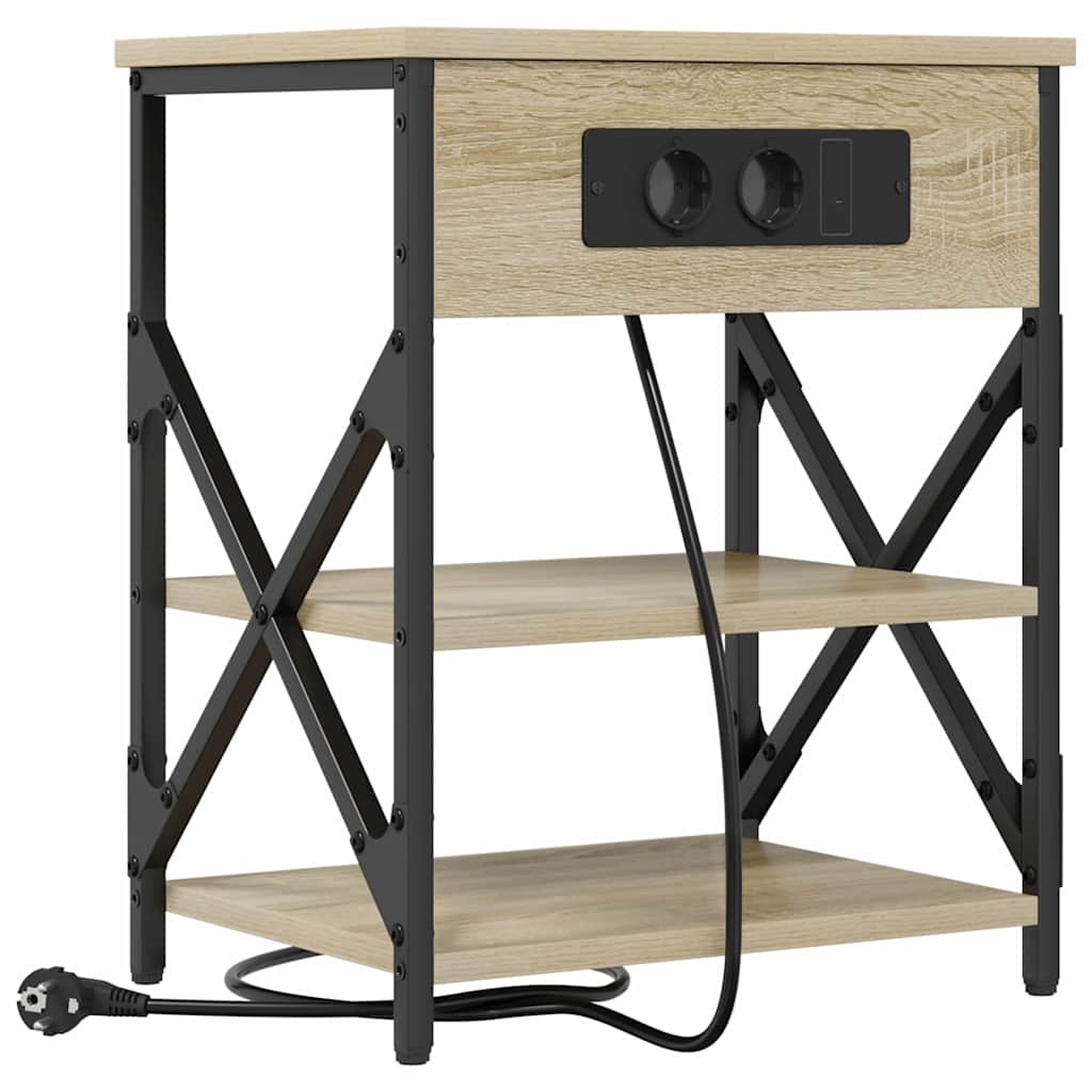 Natskab med Lade Station 2 pcs Sonoma-eg Konstrueret træ