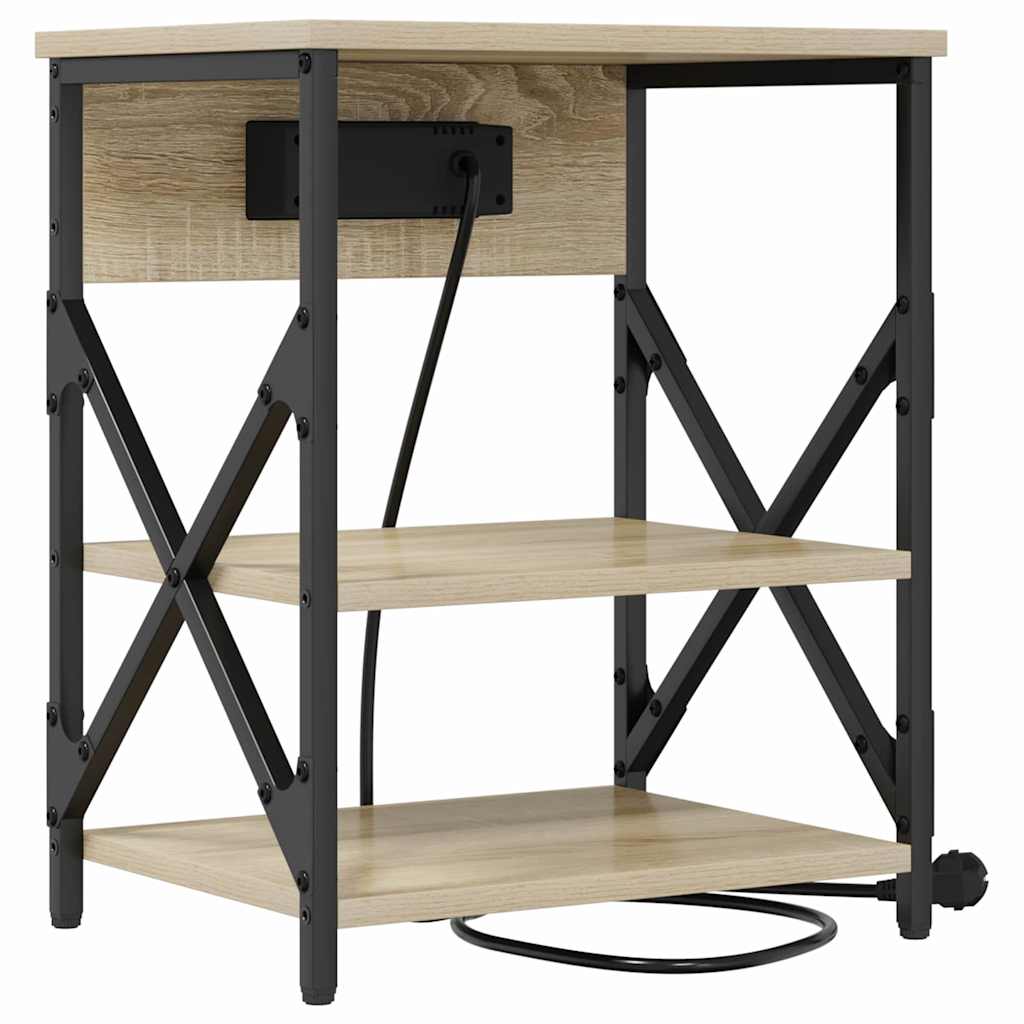 Natskab med Lade Station 2 pcs Sonoma-eg Konstrueret træ