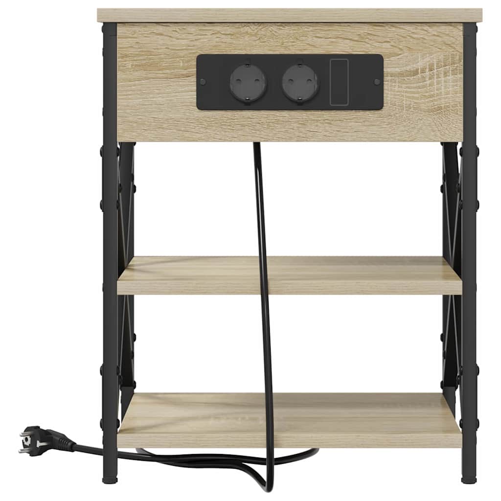 Natskab med Lade Station 2 pcs Sonoma-eg Konstrueret træ