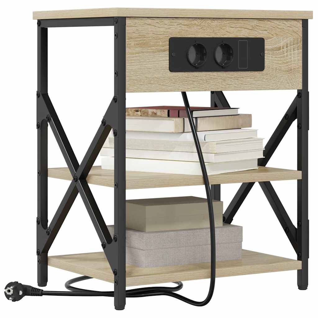 Natskab med Lade Station 2 pcs Sonoma-eg Konstrueret træ