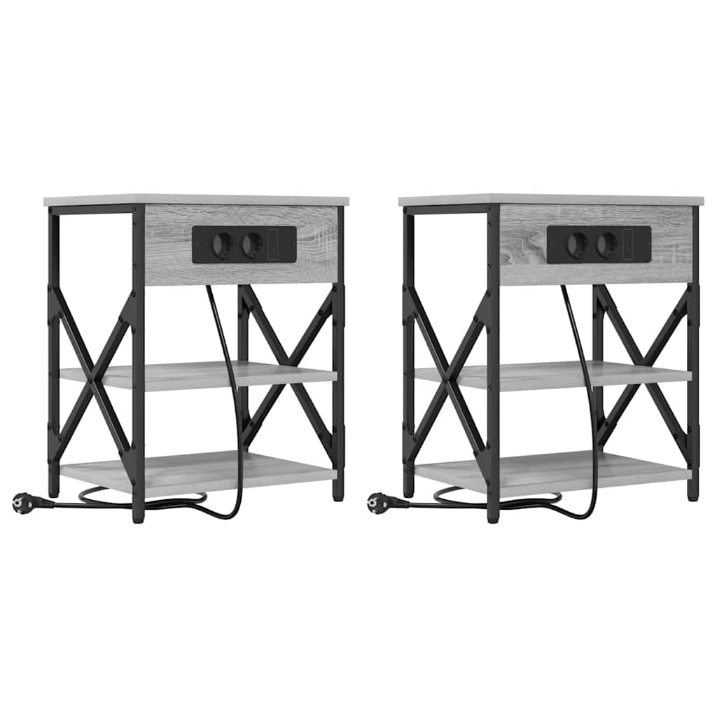Natskab med Lade Station 2 pcs Grå sonoma-eg Konstrueret træ