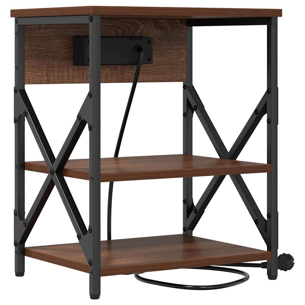 Natskab med Lade Station 2 pcs Brun eg Konstrueret træ