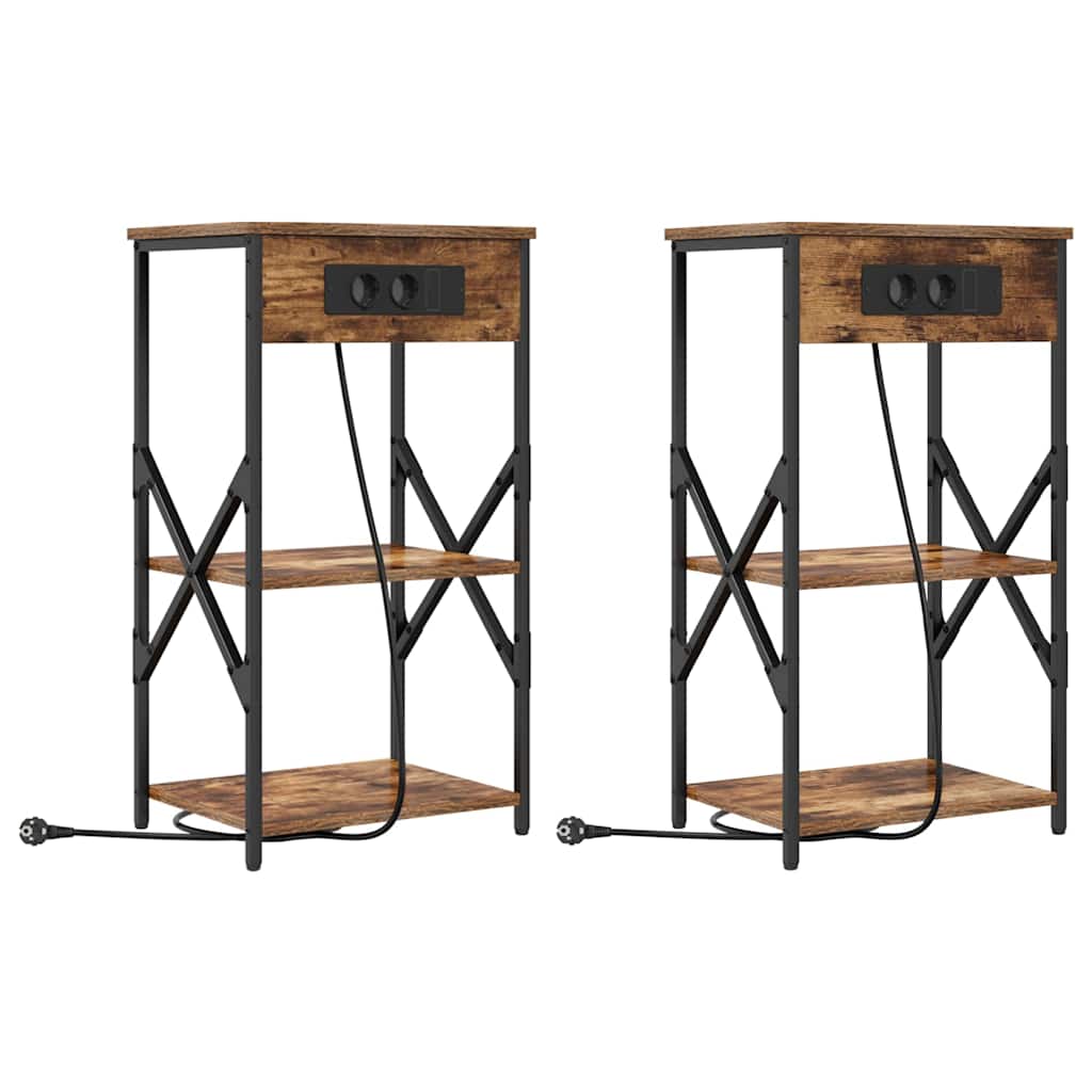 Natskab 2 pcs Røget eg 41 x 31 x 76 cm Konstrueret træ