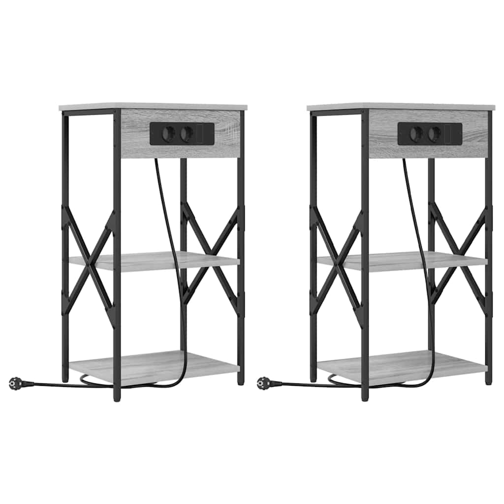 Natskab 2 pcs Grå sonoma-eg 41 x 31 x 76 cm Konstrueret træ