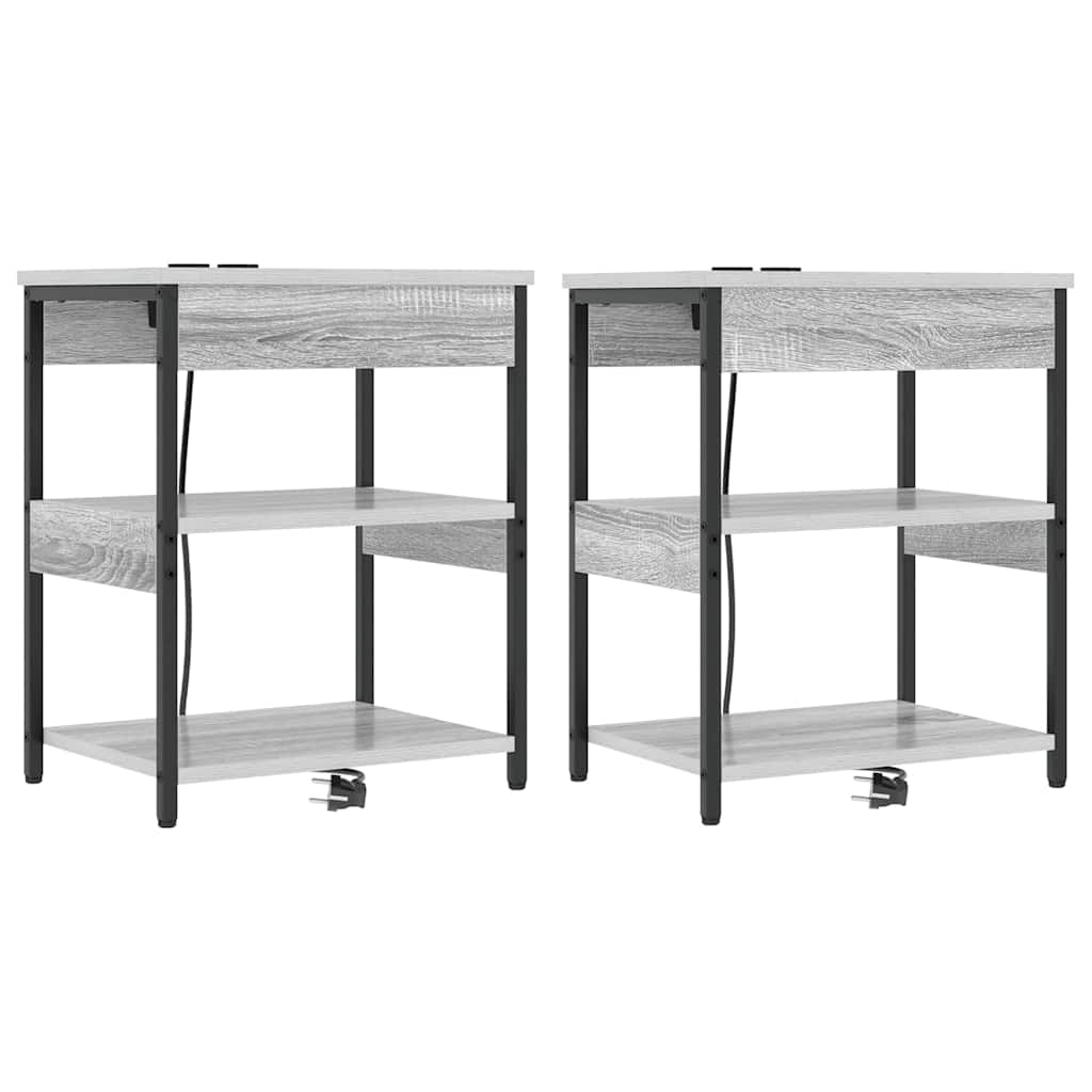 Natskab 2 pcs Grå sonoma-eg Konstrueret træ