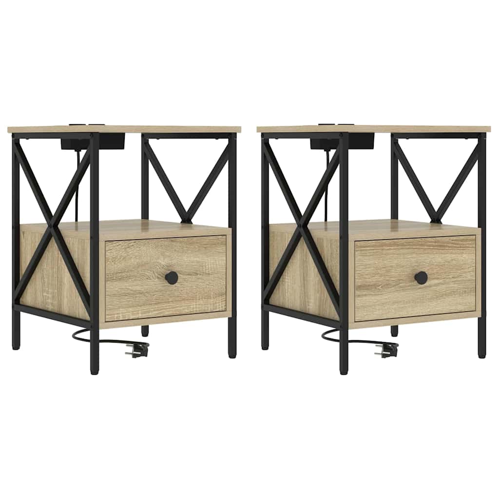 Natskab 2 pcs Sonoma-eg 41.5 x 40.5 x 55 cm Konstrueret træ