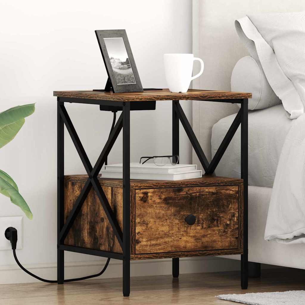 Natskab 2 pcs Røget eg 41.5 x 40.5 x 55 cm Konstrueret træ
