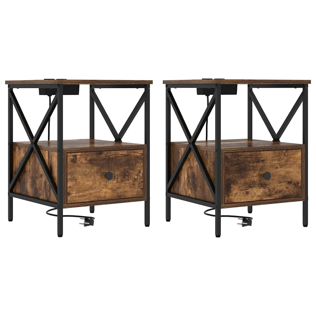 Natskab 2 pcs Røget eg 41.5 x 40.5 x 55 cm Konstrueret træ