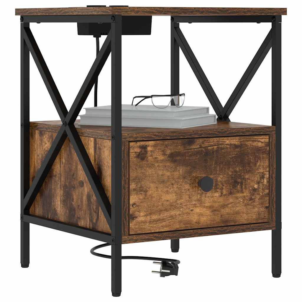 Natskab 2 pcs Røget eg 41.5 x 40.5 x 55 cm Konstrueret træ