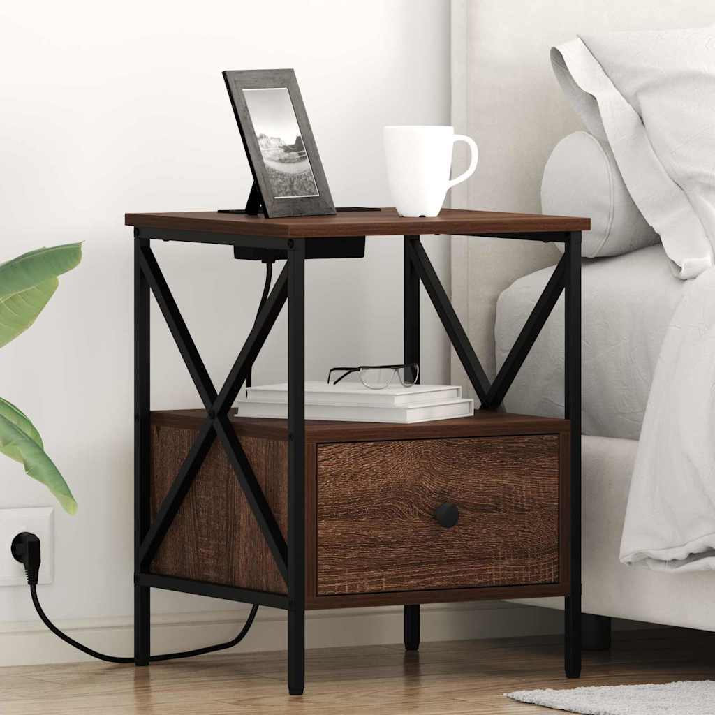 Natskab 2 pcs Brun eg 41.5 x 40.5 x 55 cm Konstrueret træ