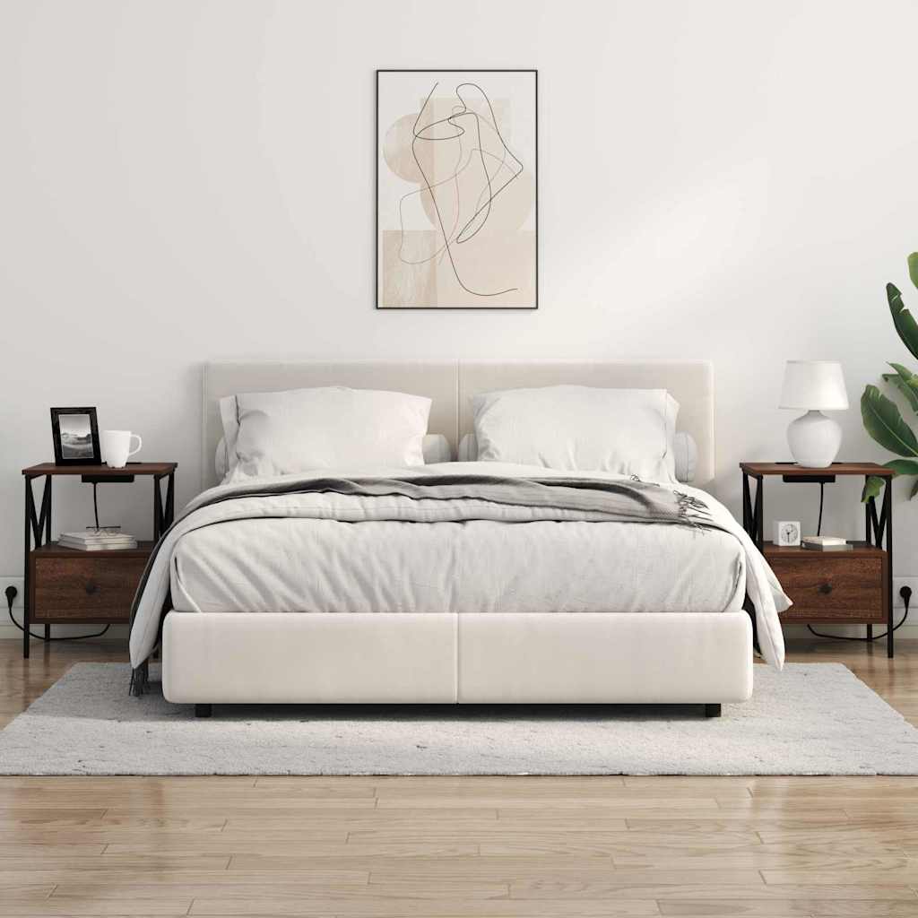 Natskab 2 pcs Brun eg 41.5 x 40.5 x 55 cm Konstrueret træ