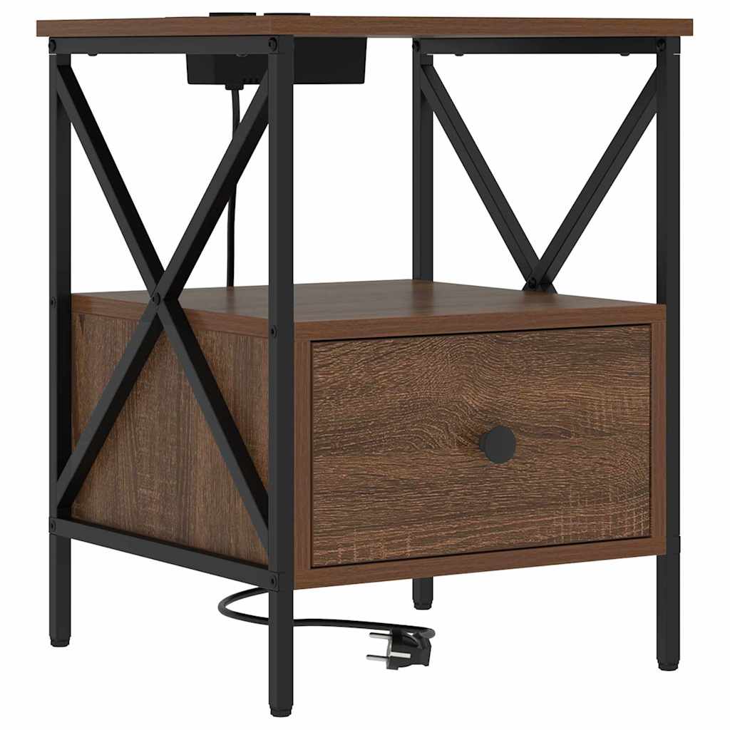 Natskab 2 pcs Brun eg 41.5 x 40.5 x 55 cm Konstrueret træ