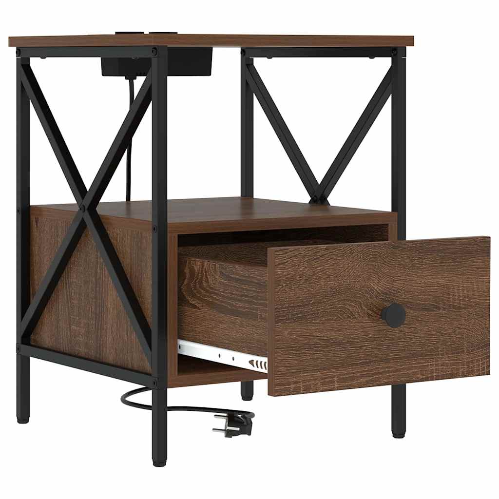 Natskab 2 pcs Brun eg 41.5 x 40.5 x 55 cm Konstrueret træ
