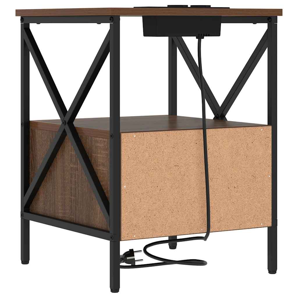 Natskab 2 pcs Brun eg 41.5 x 40.5 x 55 cm Konstrueret træ