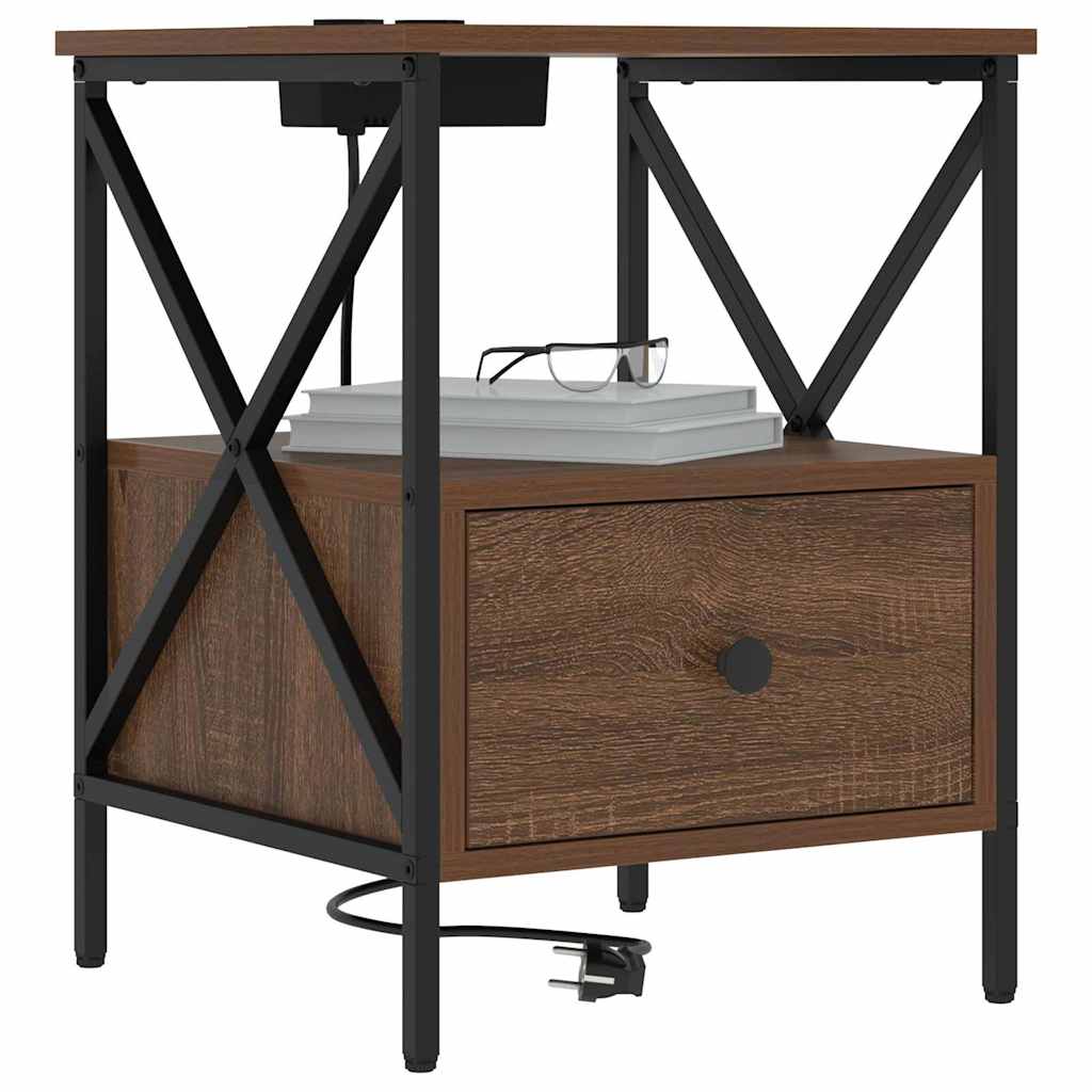 Natskab 2 pcs Brun eg 41.5 x 40.5 x 55 cm Konstrueret træ