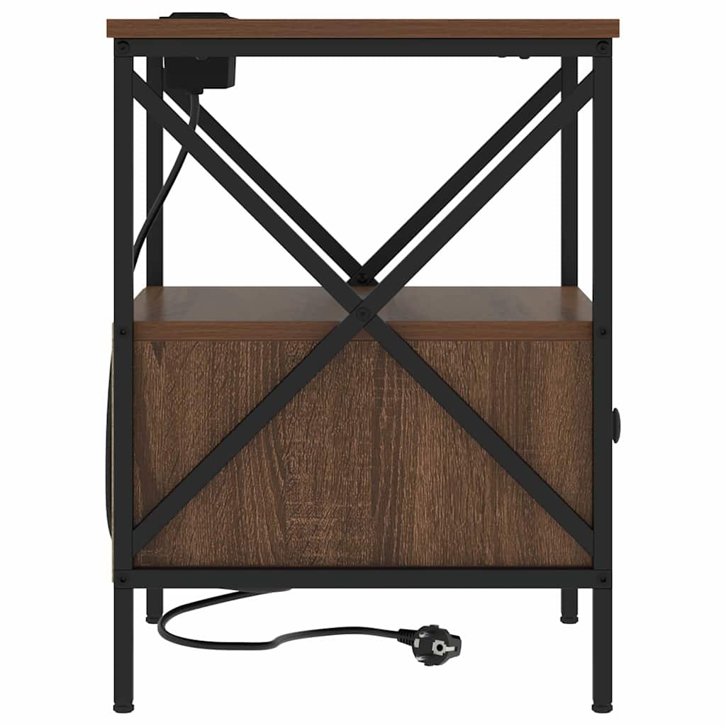 Natskab 2 pcs Brun eg 41.5 x 40.5 x 55 cm Konstrueret træ