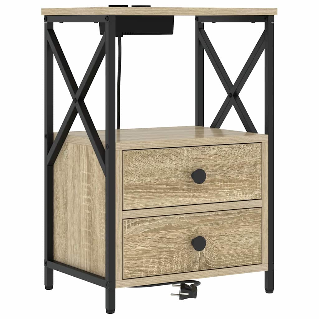 Natskab med Lade Station 2 pcs Sonoma-eg Konstrueret træ
