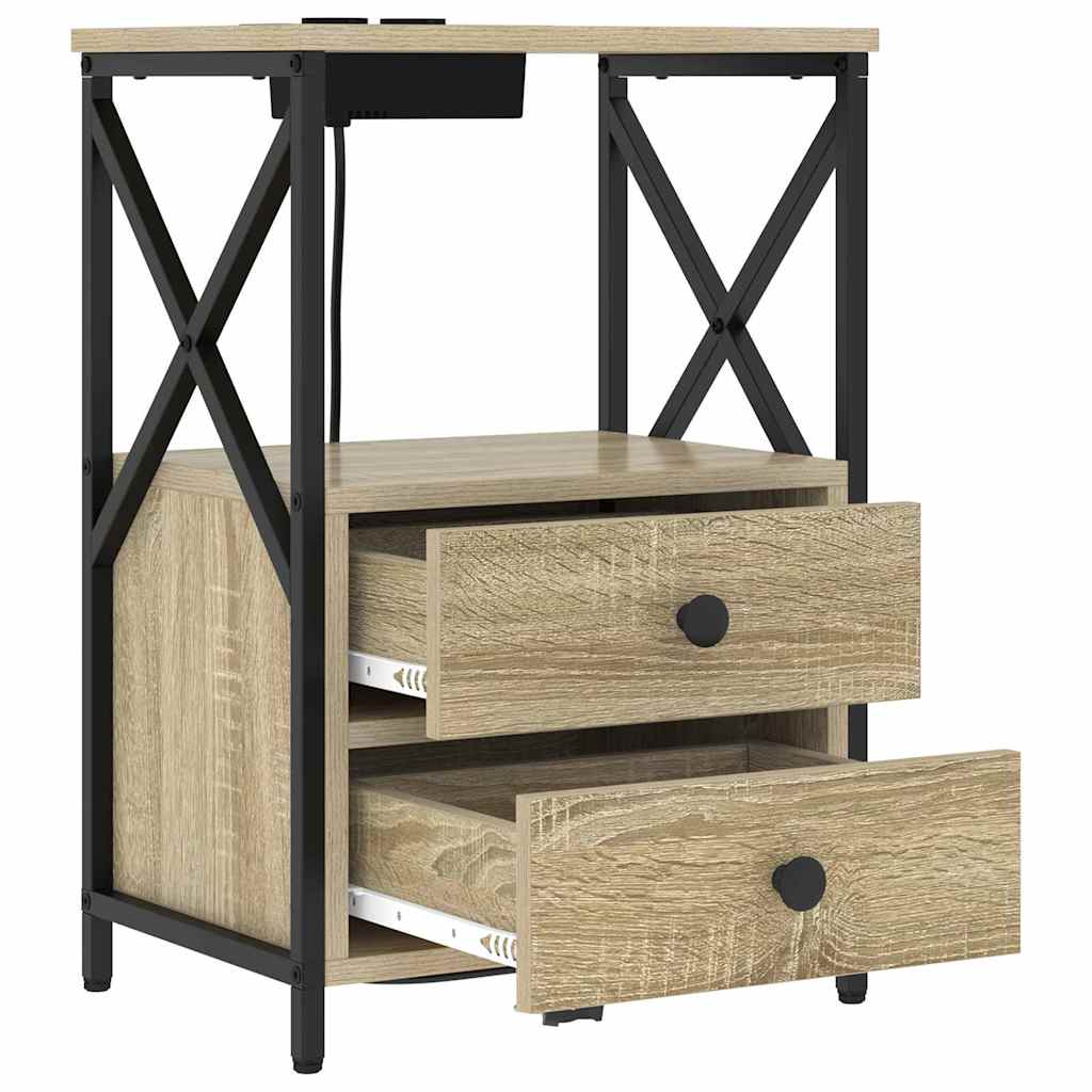 Natskab med Lade Station 2 pcs Sonoma-eg Konstrueret træ