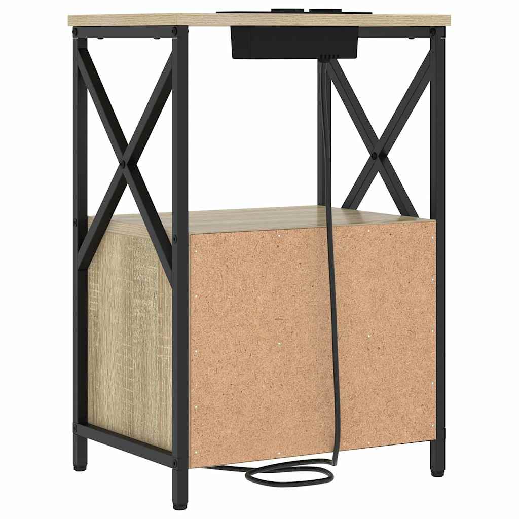 Natskab med Lade Station 2 pcs Sonoma-eg Konstrueret træ