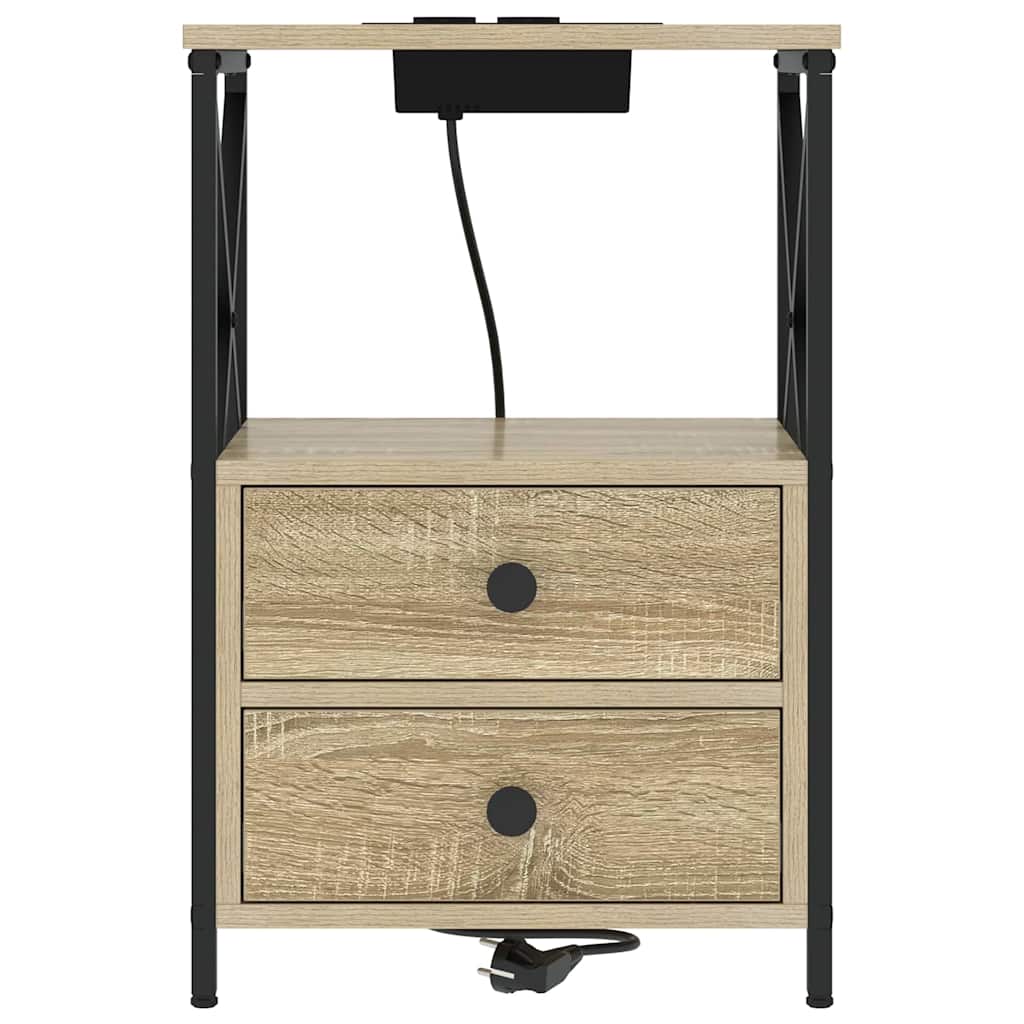 Natskab med Lade Station 2 pcs Sonoma-eg Konstrueret træ