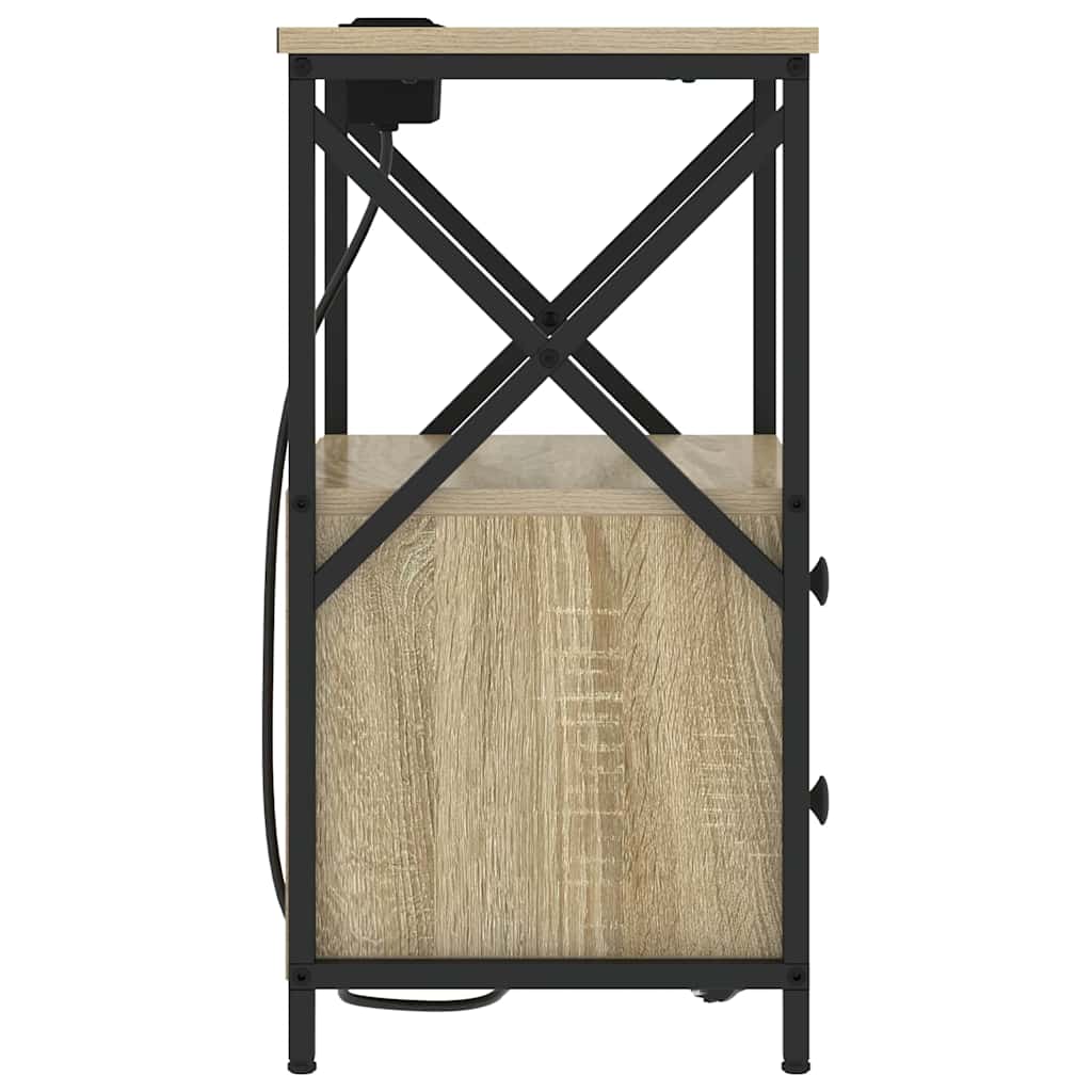Natskab med Lade Station 2 pcs Sonoma-eg Konstrueret træ