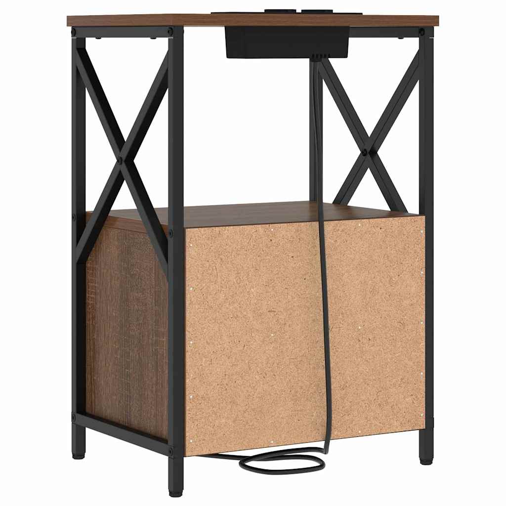 Natskab med Lade Station 2 pcs Brun eg Konstrueret træ