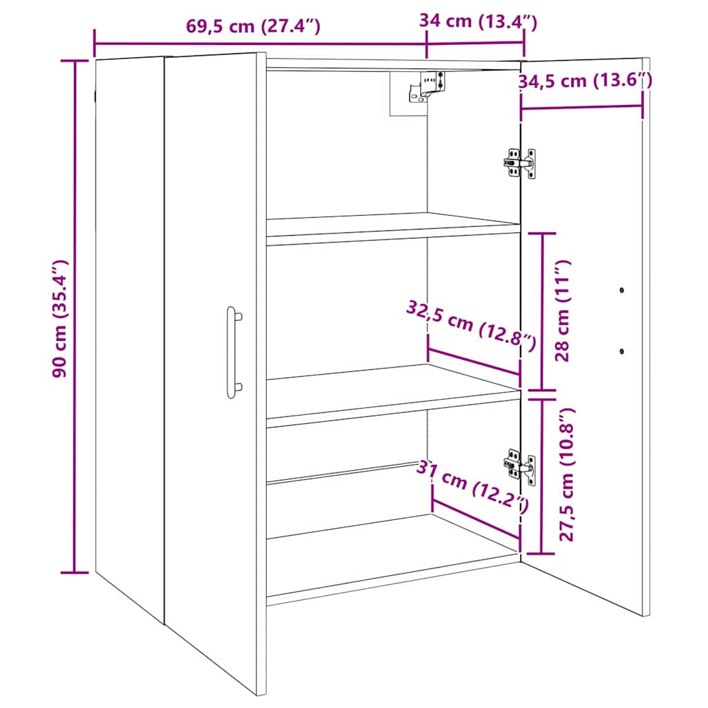Vægskab artisan eg 69.5 x 34 x 90 cm Konstrueret træ