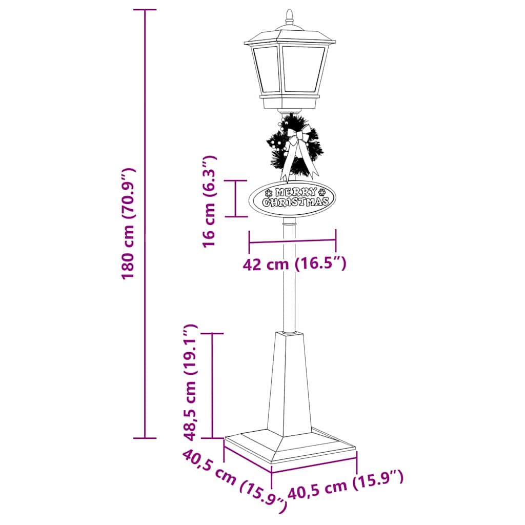 Julegadelampe med lanterne Rød 40,5x40,5x180cm Plastik