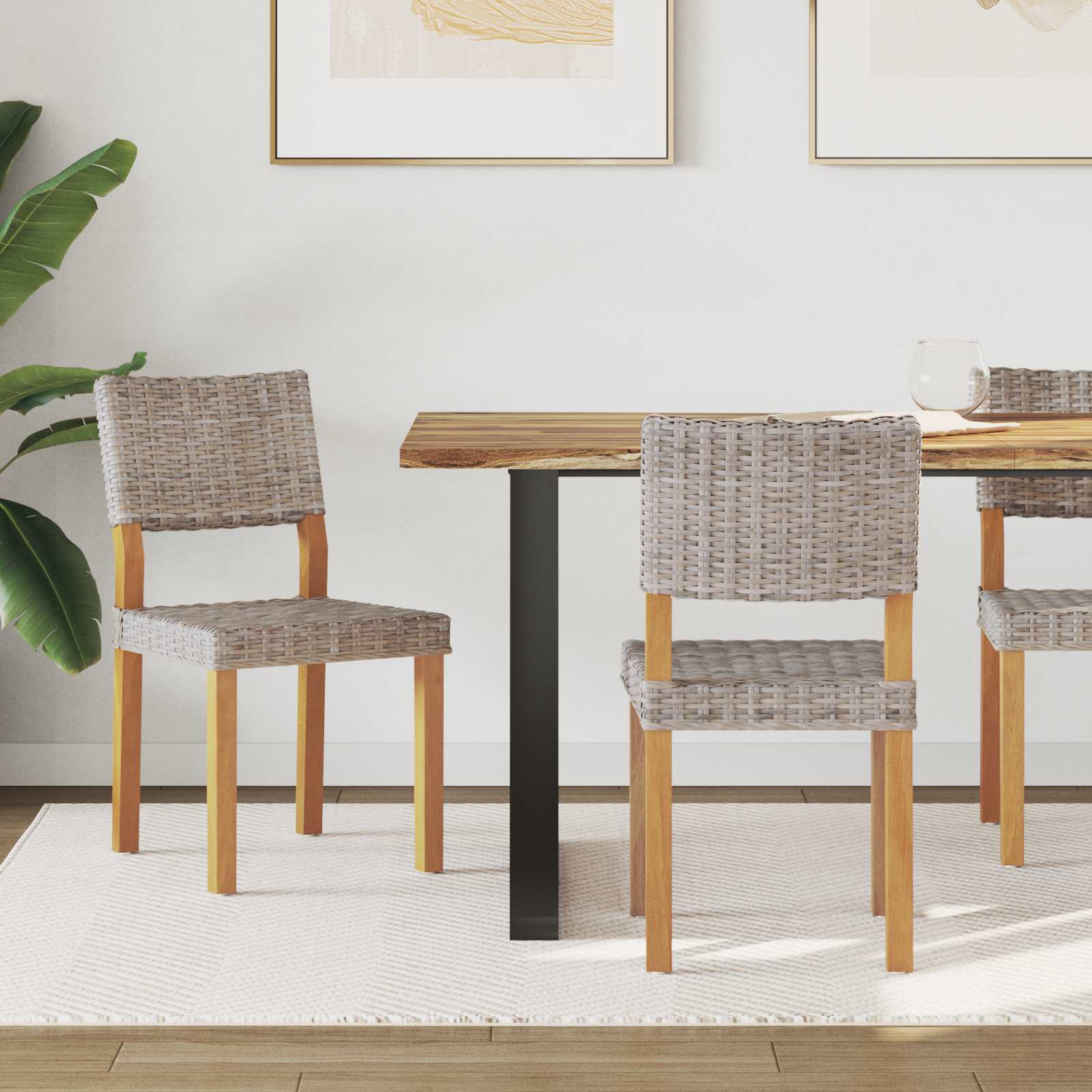 Spisestuestol 2 pcs Kubu Grå 46 x 55 x 84 cm Kubu rattan