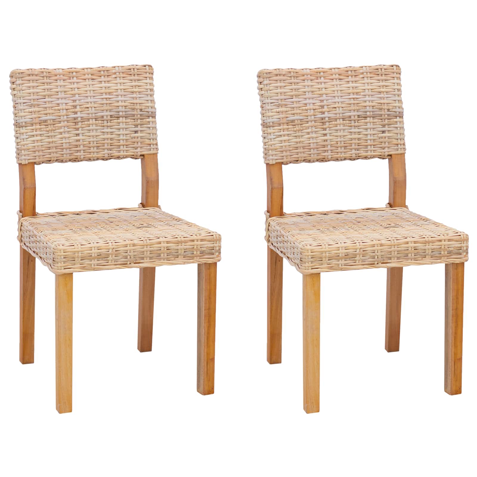 Spisestuestol 2 pcs Naturfarvet 46 x 55 x 84 cm Kubu rattan