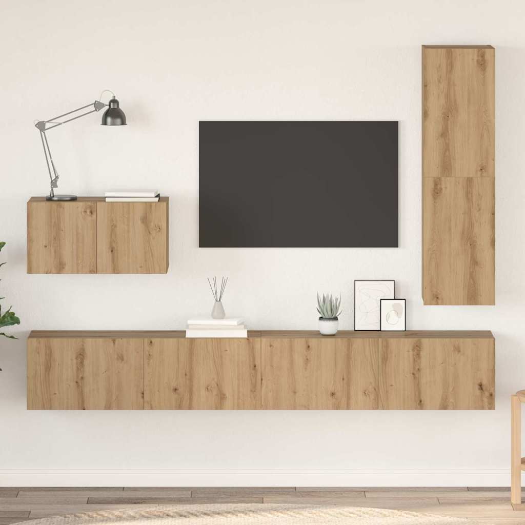 TV-møbelsæt 4 pcs artisan eg 30.5 x 30 x 110 cm Konstrueret træ