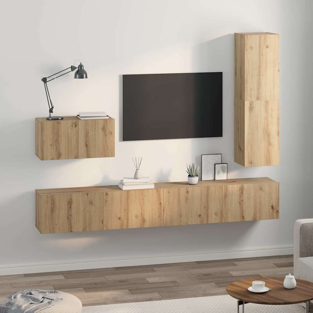 TV-møbelsæt 4 pcs artisan eg 30.5 x 30 x 110 cm Konstrueret træ